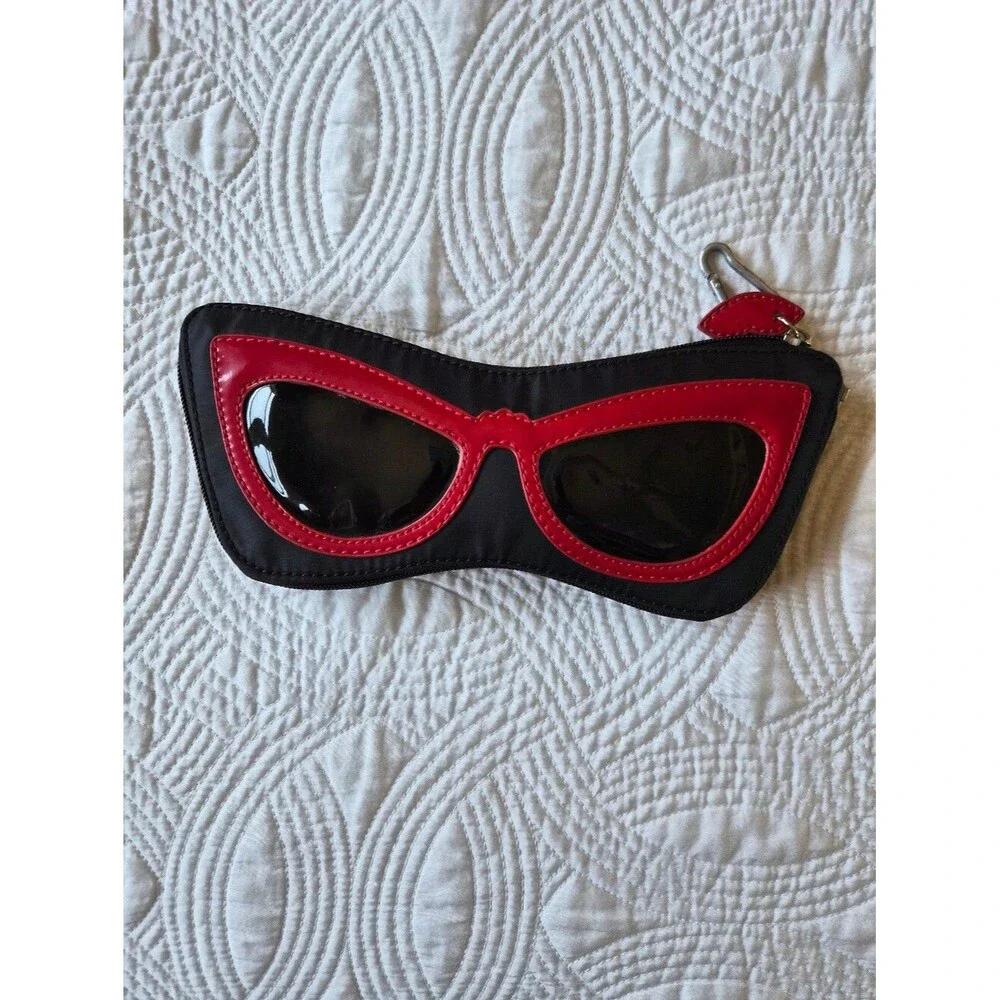 VGUC Lulu Guinness Black Red Sunglasses Convertible Bag Shopping Bag